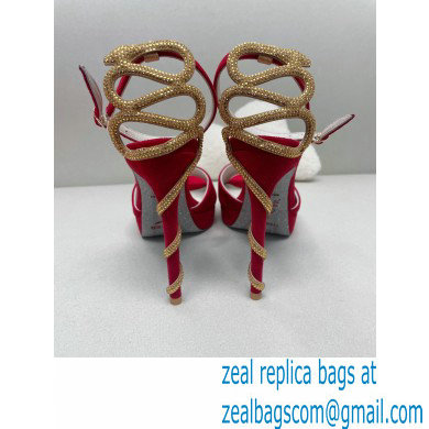 Rene Caovilla Heel 12cm Morgana crystal platform Sandals Suede Red