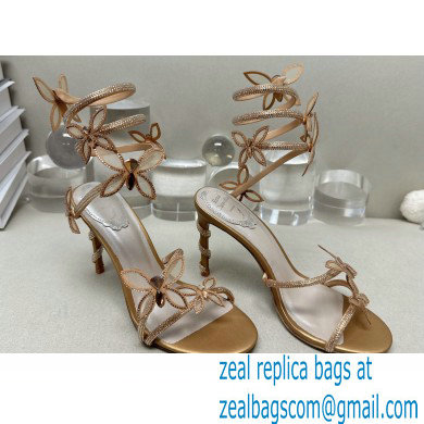 Rene Caovilla Heel 9.5cm Margot crystal Sandals butterflies Gold