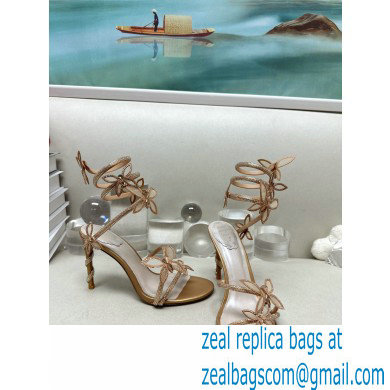 Rene Caovilla Heel 9.5cm Margot crystal Sandals butterflies Gold - Click Image to Close