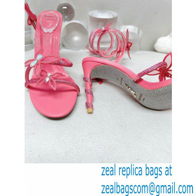Rene Caovilla Heel 9.5cm Margot crystal Sandals butterflies Pink - Click Image to Close