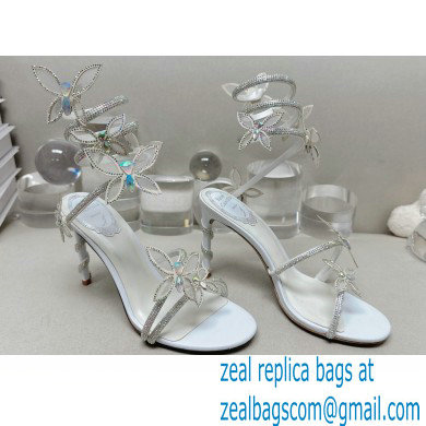 Rene Caovilla Heel 9.5cm Margot crystal Sandals butterflies White - Click Image to Close