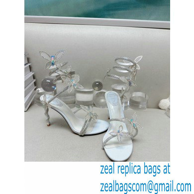 Rene Caovilla Heel 9.5cm Margot crystal Sandals butterflies White - Click Image to Close