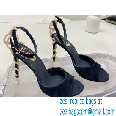 Rene Caovilla Heel 9.5cm Morgana crystal Sandals Suede Black