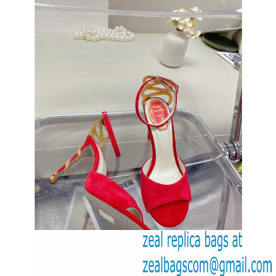 Rene Caovilla Heel 9.5cm Morgana crystal Sandals Suede Red