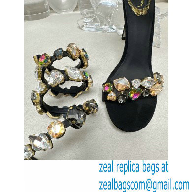 Rene Caovilla Heel 9.5cm Rhinestones Sandals Roxanne Black/Multicolor