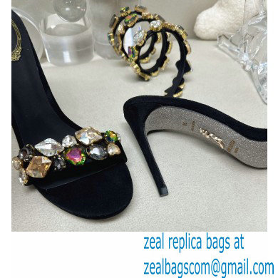 Rene Caovilla Heel 9.5cm Rhinestones Sandals Roxanne Black/Multicolor