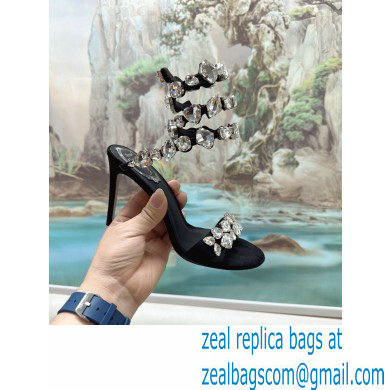 Rene Caovilla Heel 9.5cm Rhinestones Sandals Roxanne Black/Silver