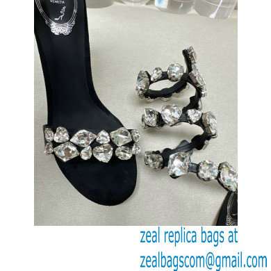 Rene Caovilla Heel 9.5cm Rhinestones Sandals Roxanne Black/Silver