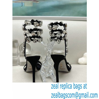 Rene Caovilla Heel 9.5cm Rhinestones Sandals Roxanne Black/Silver
