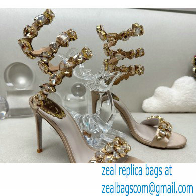 Rene Caovilla Heel 9.5cm Rhinestones Sandals Roxanne Nude - Click Image to Close