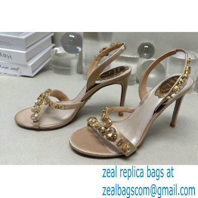 Rene Caovilla Heel 9.5cm Roxanne rhinestones amber Sandals Beige