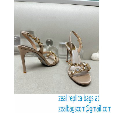 Rene Caovilla Heel 9.5cm Roxanne rhinestones amber Sandals Beige