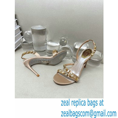 Rene Caovilla Heel 9.5cm Roxanne rhinestones amber Sandals Beige