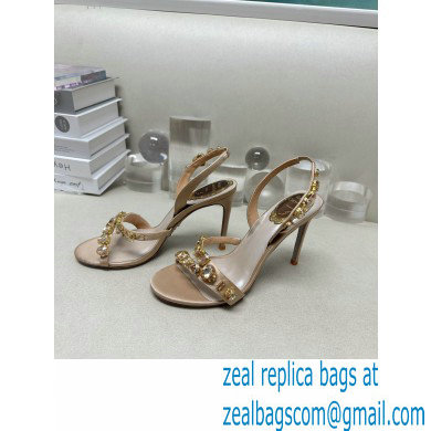 Rene Caovilla Heel 9.5cm Roxanne rhinestones amber Sandals Beige