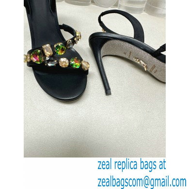 Rene Caovilla Heel 9.5cm Roxanne rhinestones amber Sandals Black