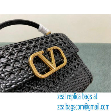 VALENTINO SMALL VSLING HANDBAG IN WOVEN METALLIC NAPPA BLACK 2023