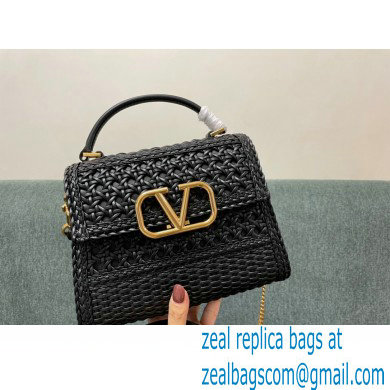 VALENTINO SMALL VSLING HANDBAG IN WOVEN METALLIC NAPPA BLACK 2023