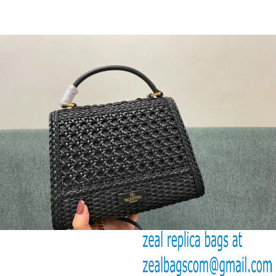 VALENTINO SMALL VSLING HANDBAG IN WOVEN METALLIC NAPPA BLACK 2023