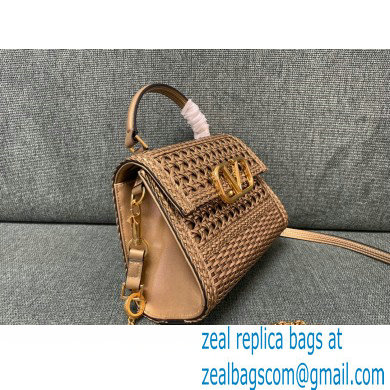 VALENTINO SMALL VSLING HANDBAG IN WOVEN METALLIC NAPPA GOLD 2023