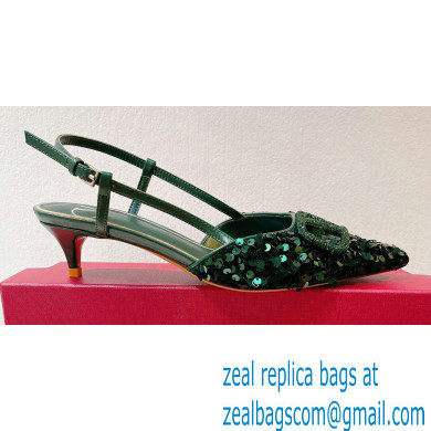 Valentino Crystal VLogo Signature Sequin slingback pumps 05 2023