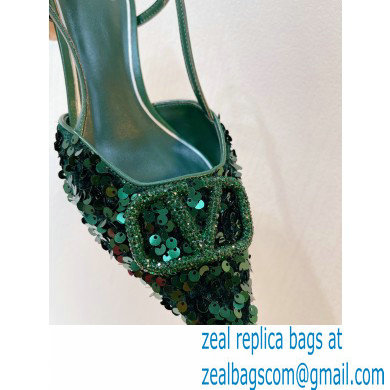 Valentino Crystal VLogo Signature Sequin slingback pumps 05 2023