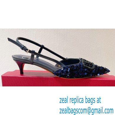 Valentino Crystal VLogo Signature Sequin slingback pumps 06 2023