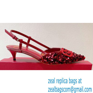 Valentino Crystal VLogo Signature Sequin slingback pumps 07 2023