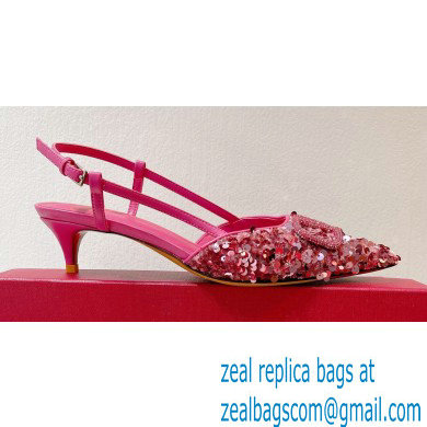 Valentino Crystal VLogo Signature Sequin slingback pumps 08 2023