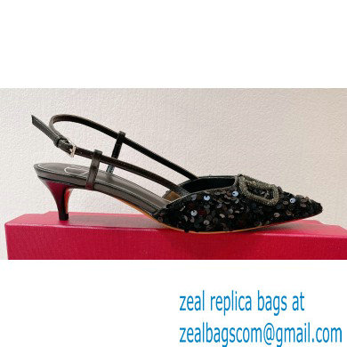 Valentino Crystal VLogo Signature Sequin slingback pumps 10 2023