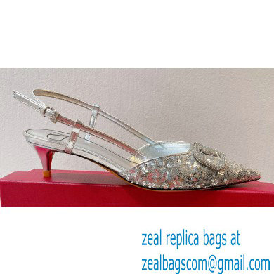 Valentino Crystal VLogo Signature Sequin slingback pumps 11 2023