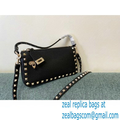 Valentino Small Rockstud Grainy Calfskin Crossbody Bag black