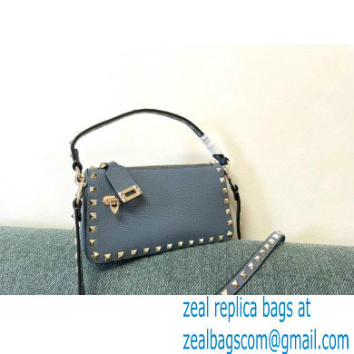 Valentino Small Rockstud Grainy Calfskin Crossbody Bag blue