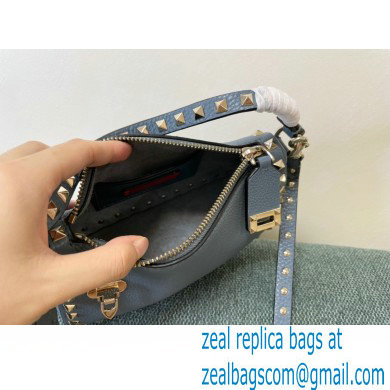 Valentino Small Rockstud Grainy Calfskin Crossbody Bag blue