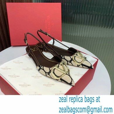 Valentino VLOGO SIGNATURE SLINGBACK FLAT IN TOILE ICONOGRAPHE beige/BLACK 2023