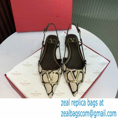 Valentino VLOGO SIGNATURE SLINGBACK FLAT IN TOILE ICONOGRAPHE beige/BLACK 2023