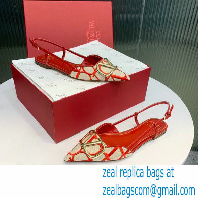 Valentino VLOGO SIGNATURE SLINGBACK FLAT IN TOILE ICONOGRAPHE beige/red 2023