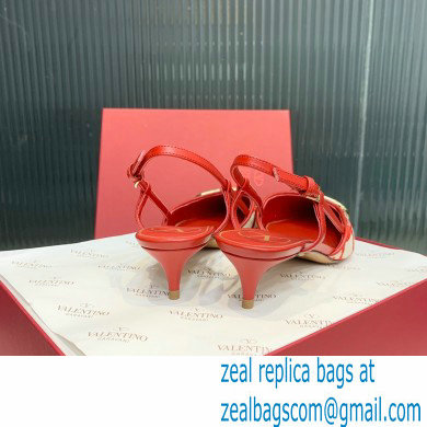 Valentino VLOGO SIGNATURE SLINGBACK PUMP IN TOILE ICONOGRAPHE 35MM beige/red 2023