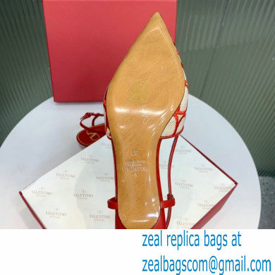 Valentino VLOGO SIGNATURE SLINGBACK PUMP IN TOILE ICONOGRAPHE 35MM beige/red 2023