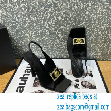 Versace Heel 10.5cm Medusa Crystal Sandals Satin Black 2023 - Click Image to Close