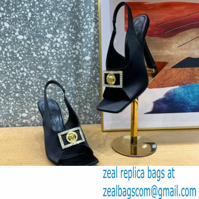 Versace Heel 10.5cm Medusa Crystal Sandals Satin Black 2023