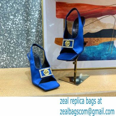 Versace Heel 10.5cm Medusa Crystal Sandals Satin Blue 2023
