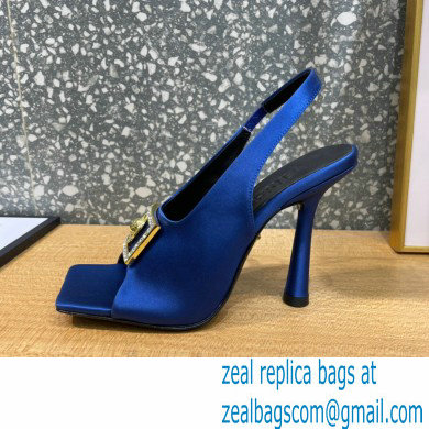 Versace Heel 10.5cm Medusa Crystal Sandals Satin Blue 2023