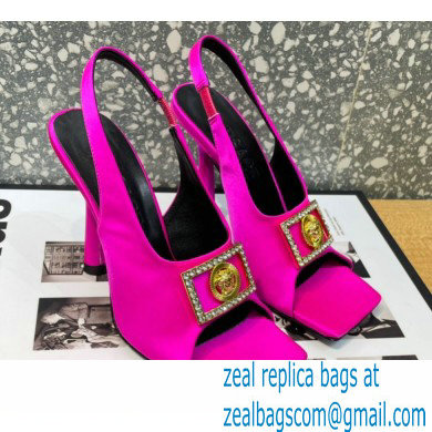 Versace Heel 10.5cm Medusa Crystal Sandals Satin Fuchsia 2023