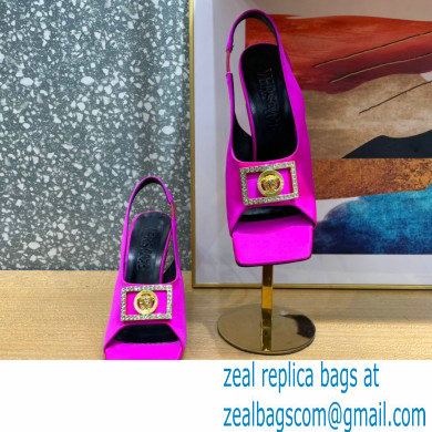 Versace Heel 10.5cm Medusa Crystal Sandals Satin Fuchsia 2023