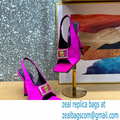 Versace Heel 10.5cm Medusa Crystal Sandals Satin Fuchsia 2023 - Click Image to Close