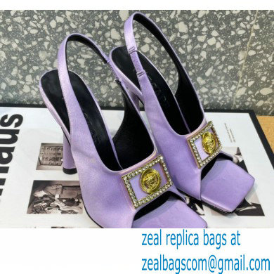 Versace Heel 10.5cm Medusa Crystal Sandals Satin Lilac 2023