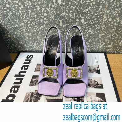 Versace Heel 10.5cm Medusa Crystal Sandals Satin Lilac 2023