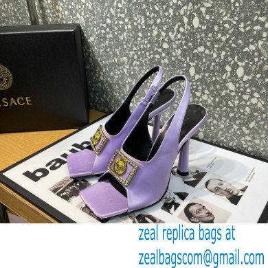 Versace Heel 10.5cm Medusa Crystal Sandals Satin Lilac 2023