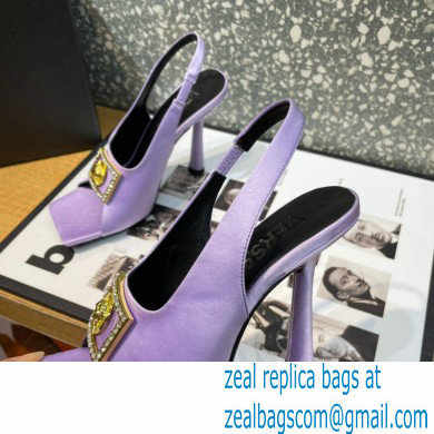 Versace Heel 10.5cm Medusa Crystal Sandals Satin Lilac 2023