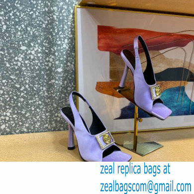 Versace Heel 10.5cm Medusa Crystal Sandals Satin Lilac 2023 - Click Image to Close